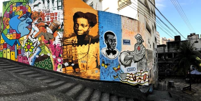 Mural at Pedra do Sal depicting Tia Ciata and Heitor dos Prazeres
